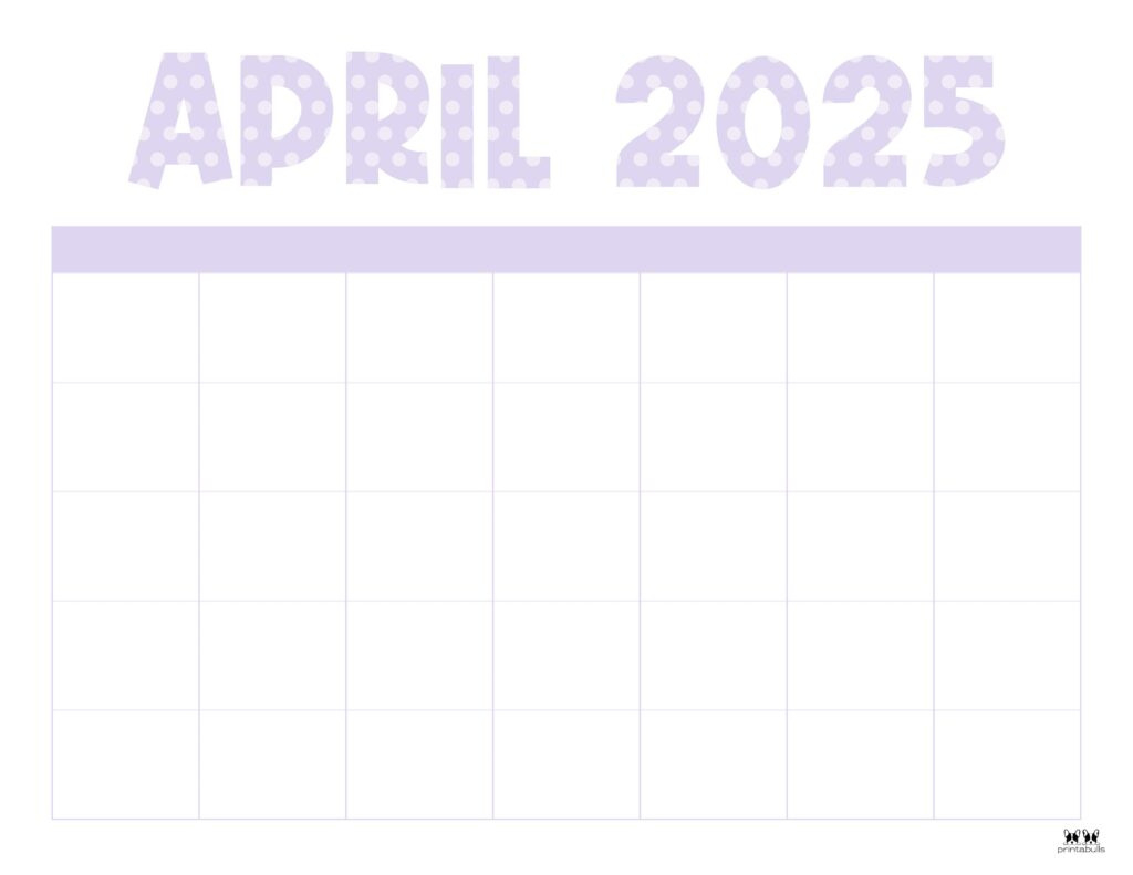 April 2025 Calendars - 107 Free Printables | Printabulls inside Blank Printable Calendar April 2025