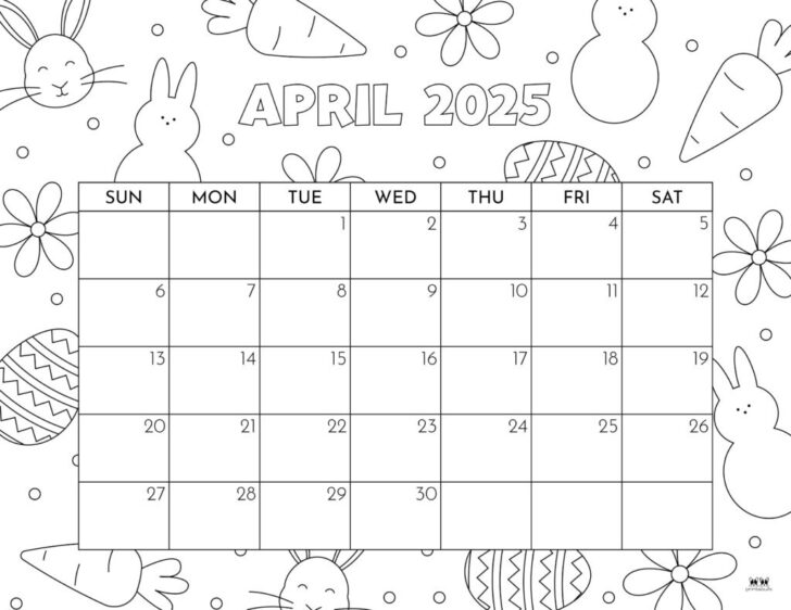 2025 Printable Monthly Calendar April