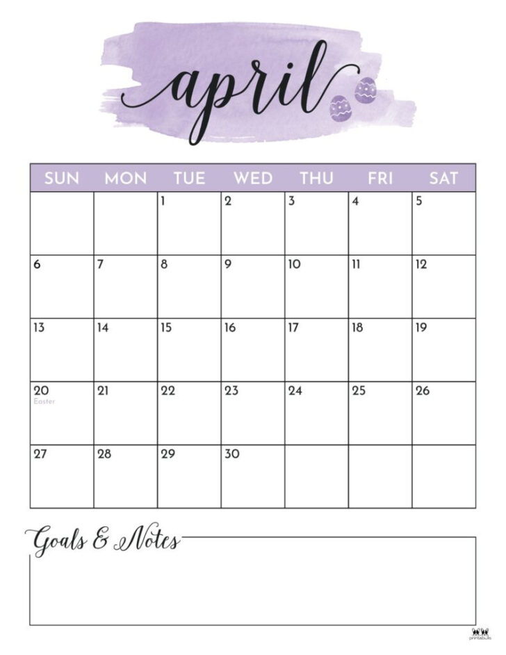 April 2025 Printable Calendar with Notes