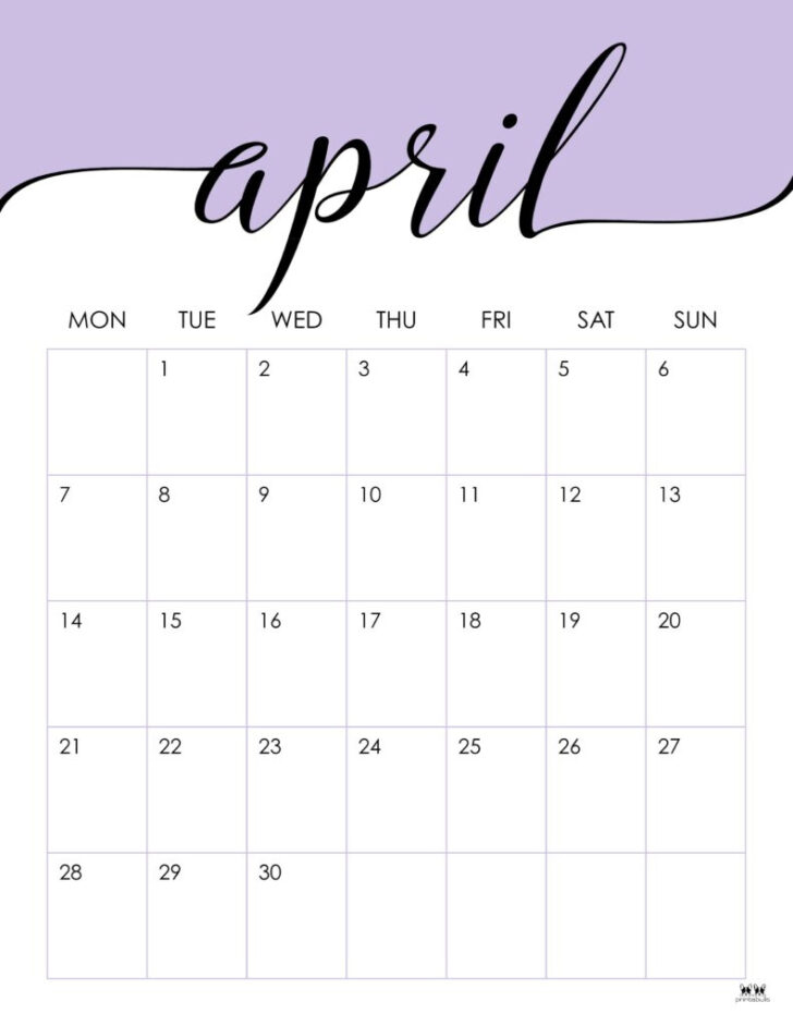 April Printable Calendar 2025 Free