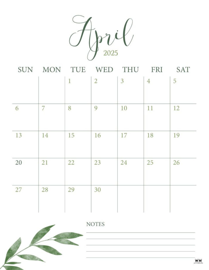 April 2025 Calendar Printable Portrait