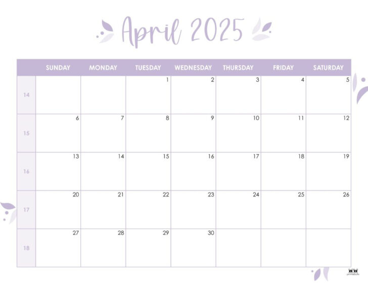 April 2025 Calendar Printable Large