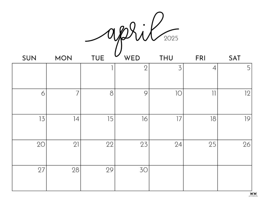 April 2025 Calendars - 107 Free Printables | Printabulls with April 2025 Calendar Printable Pinterest