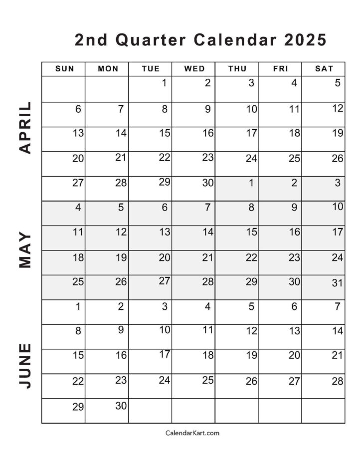Printable April May June Calendar 2025