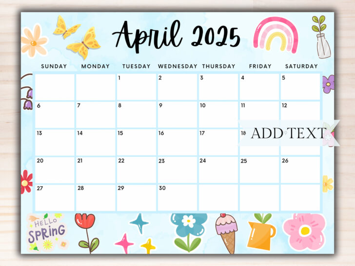 April 2025 Calendar Printable For Kids