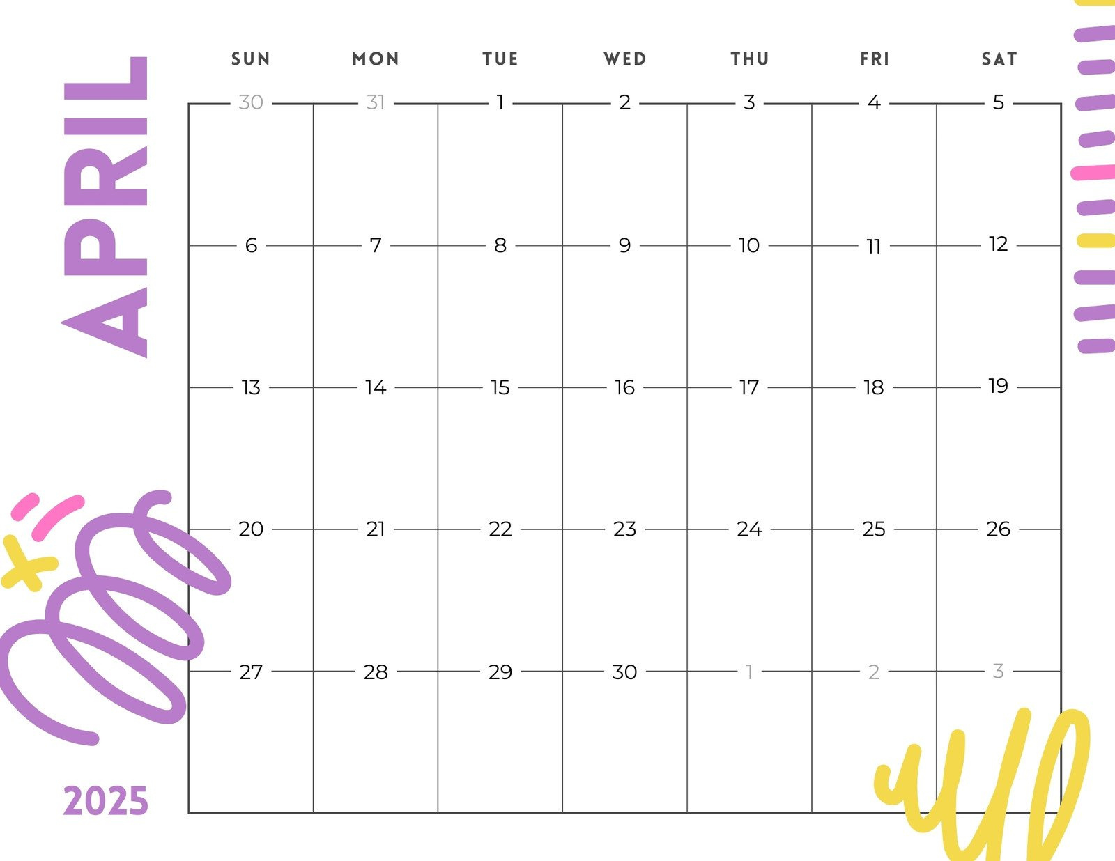 Free And Customizable April 2025 Calendar Templates | Canva within April 2025 Calendar Printable Win