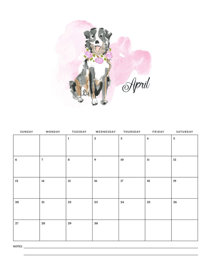 April 2025 Printable Puppy Calendar