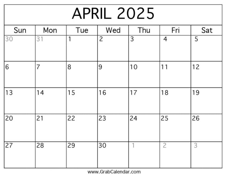 April 2025 Calendar Planner Printable