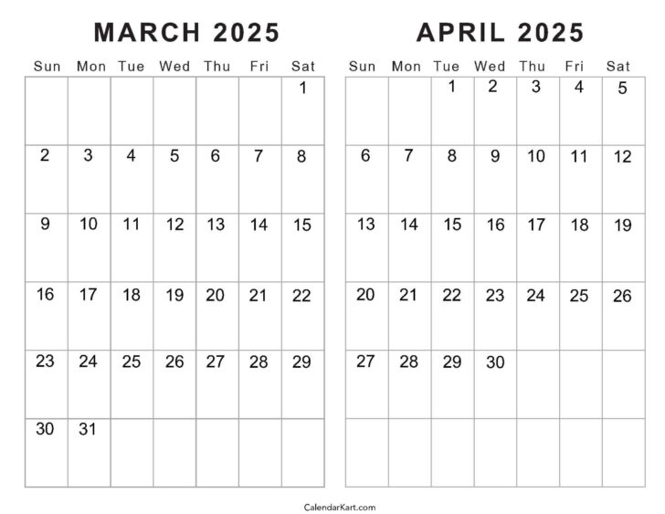 March April Calendar 2025 Printable
