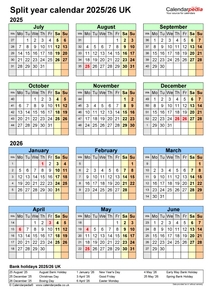 Printable Calendar April 2025 to March 2026