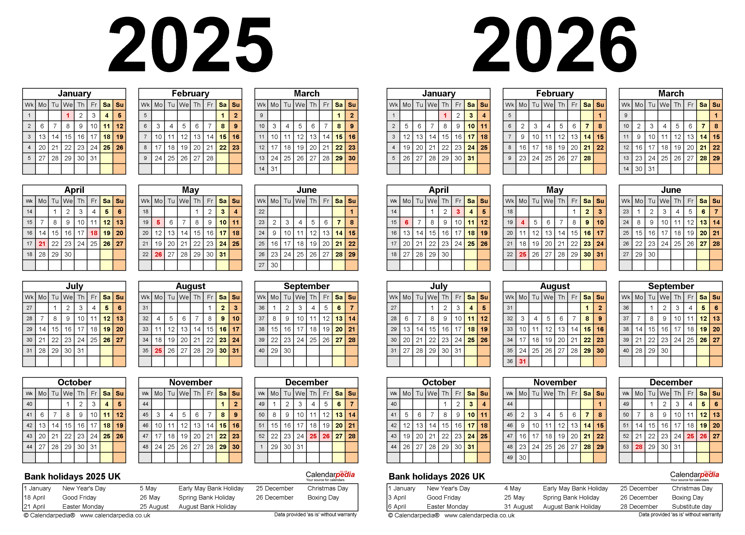 Two Year Calendars For 2025 And 2026 (Uk) For Pdf pertaining to April 2025 March 2026 Calendar Printable