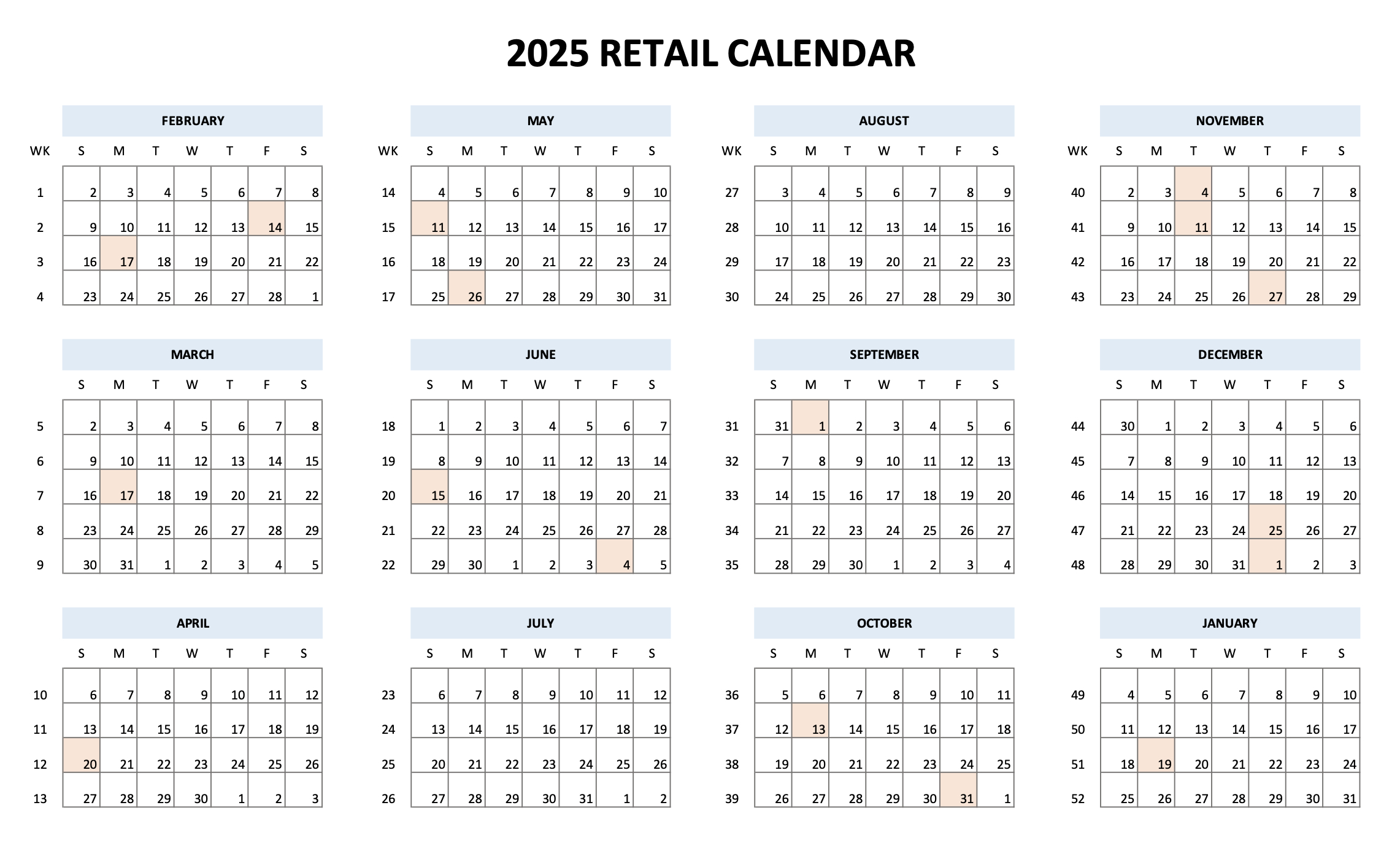 4-5-4 Retail Calendar (2025) [Free Printable Pdf Download with regard to Show Me a Calendar of May 2025