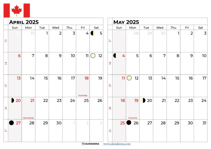 April to May 2025 Calendar