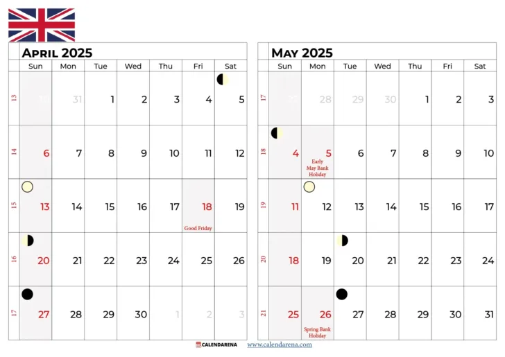 April and May 2025 Calendar