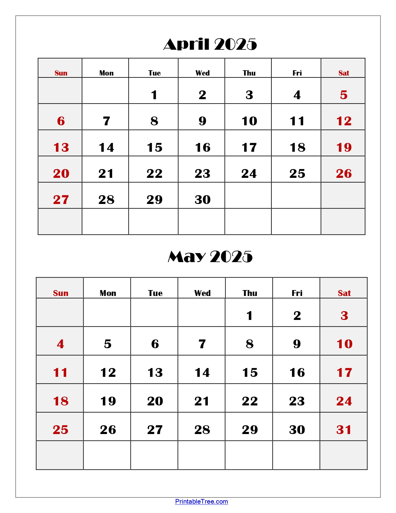 April And May 2025 Calendar Printable | Two Months Calendar inside April May Calendar 2025