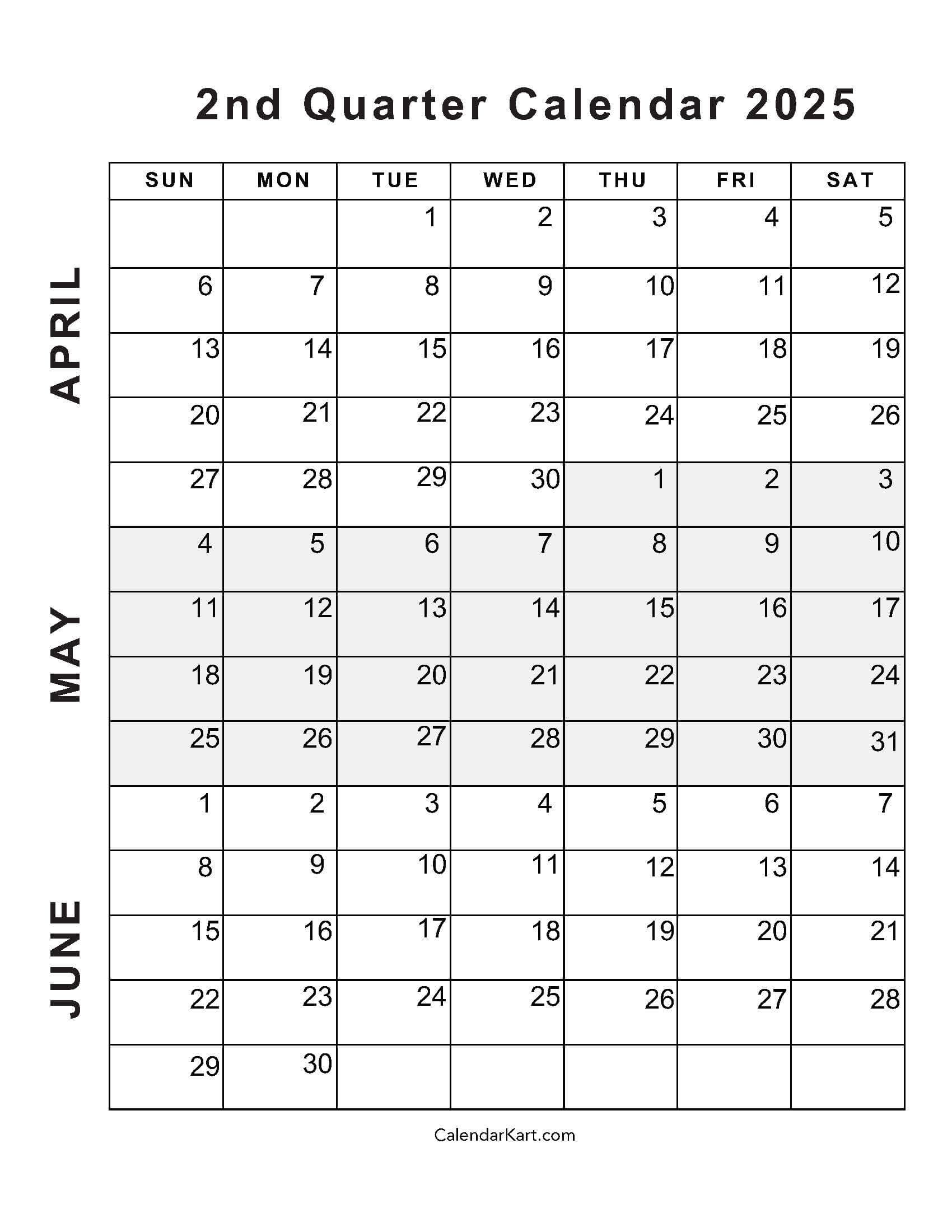April To June 2025 Calendars (Q2): Free Printables intended for April May June 2025 Printable Calendar
