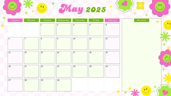 Cute May Calendar 2025 Printable