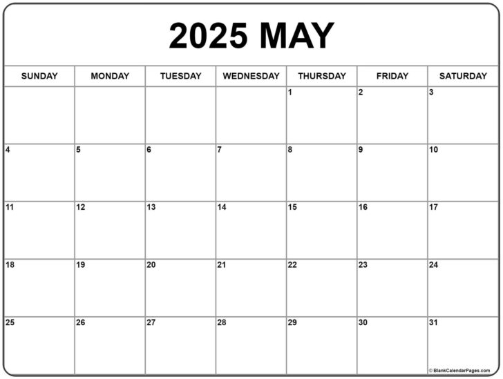 Editable May 2025 Calendar
