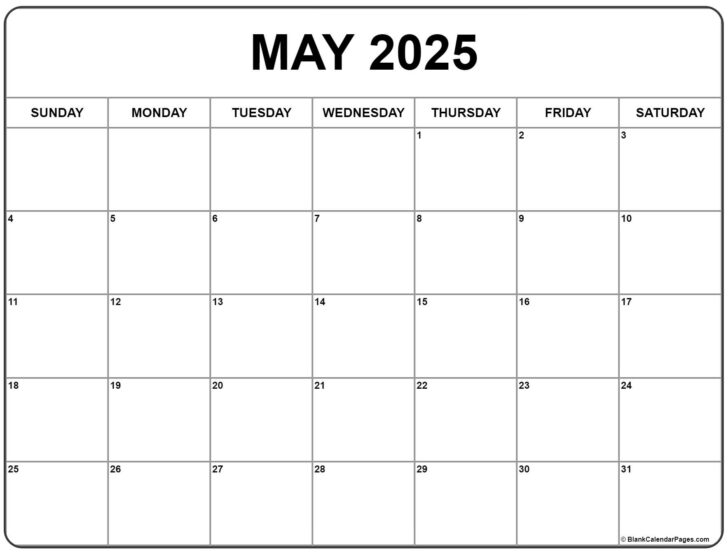 Printable Calendar May 2025 Free Printable