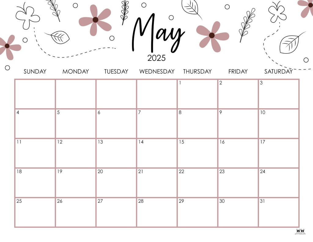May 2025 Calendars - 107 Free Printables | Printabulls in Printable Calendar May 2025 Free