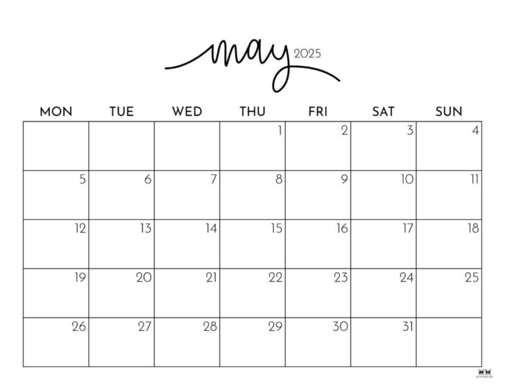 Calendar of 2025 May