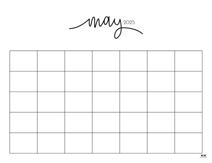 Blank May Calendar 2025 Printable