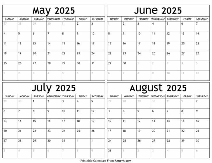 August 2024 – May 2025 Calendar Printable