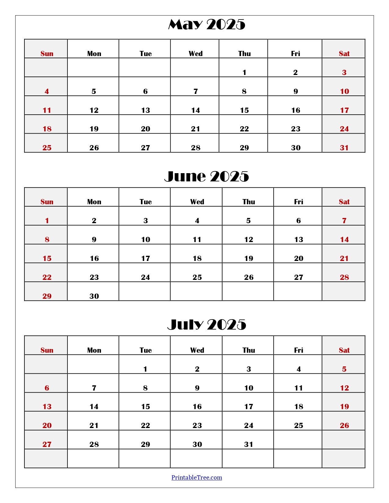 May To July 2025 Calendar Printable Pdf | Three Months Calendar pertaining to May June July Calendar 2025