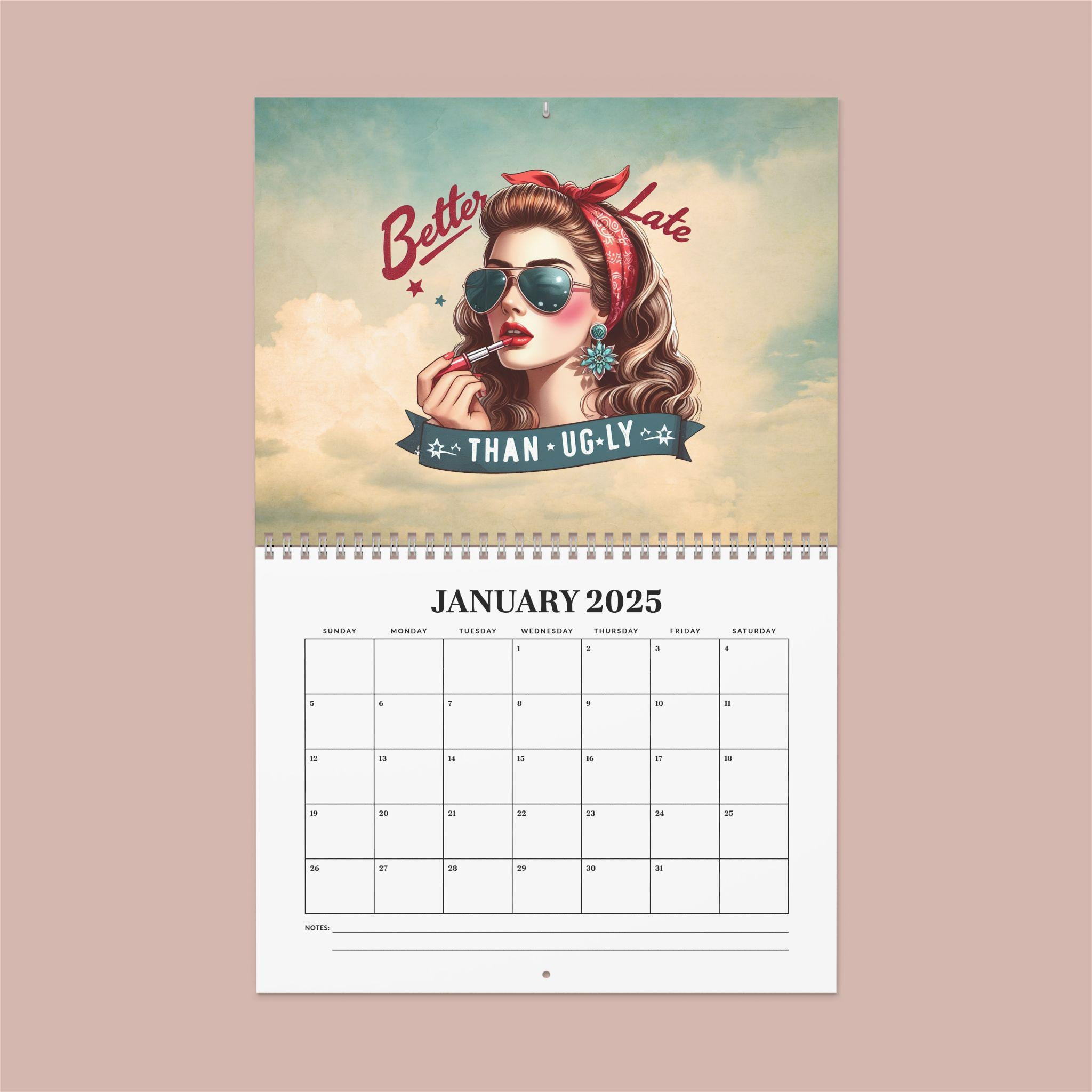 Retro Girl Funny Quotes 2025 Wall Calendar 11&amp;quot; X 8.5&amp;quot; - Etsy for Retro Pin May 2025 Pin-Up Calendar