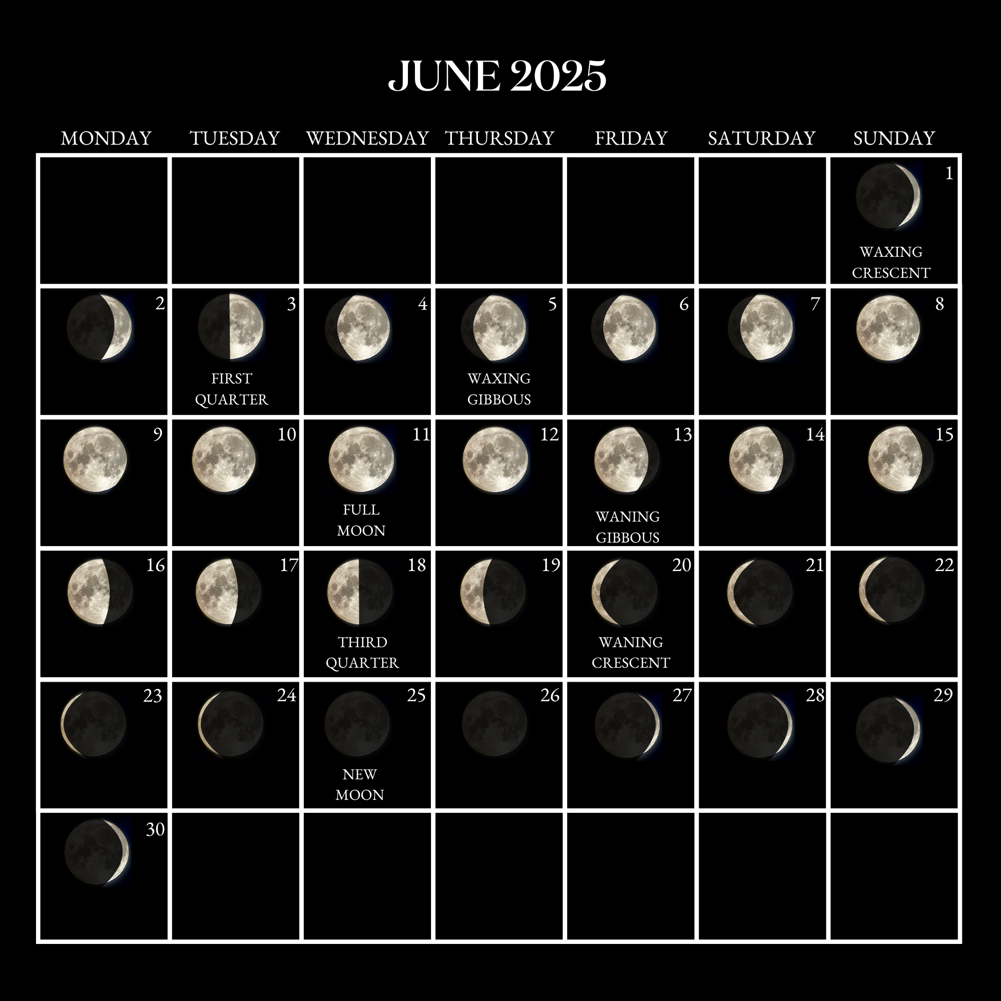 2025 Moon Calendar - Every Phase And Stage Of The Moon within Moon Calendar 2025 June