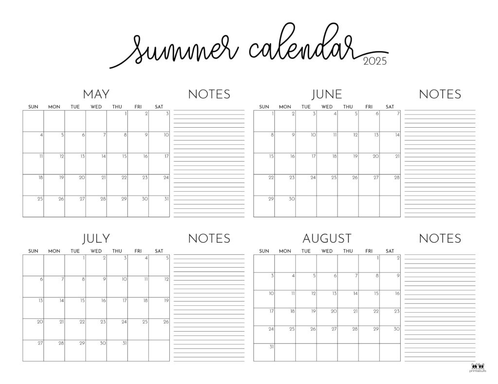 2025 Summer Calendars - 27 Free Printables | Printabulls with regard to Calendar May June July 2025