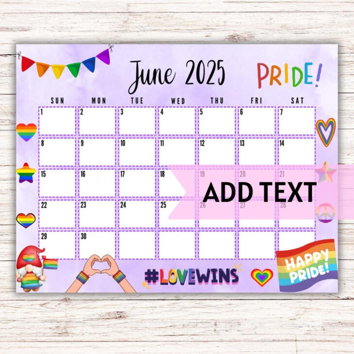June Pride Month Calendar 2025