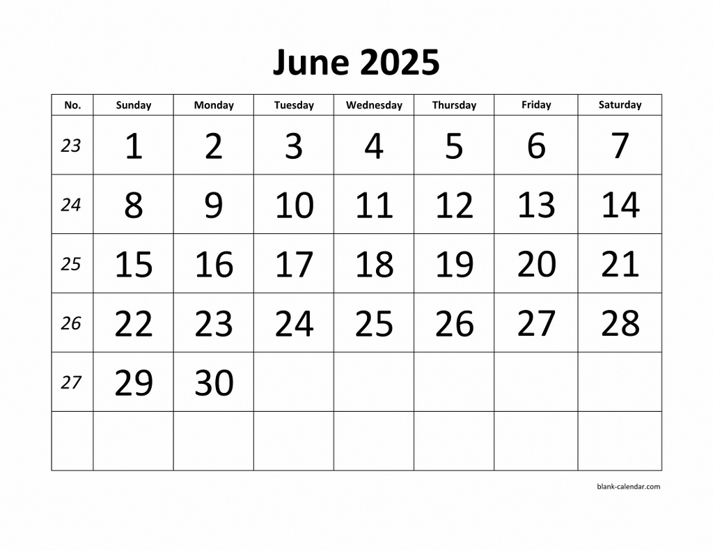 Free Download Printable June 2025 Calendar, Large Font Design regarding Show Me Calendar For June 2025