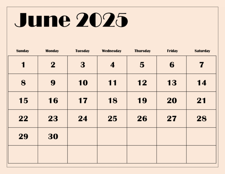 June Of 2025 Calendar