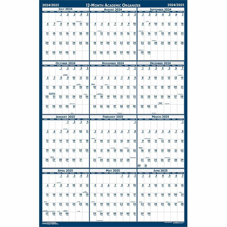 House Of Doolittle Academic July-June Wall Calendar - Julian Dates inside Calendar July 2024 - June 2025