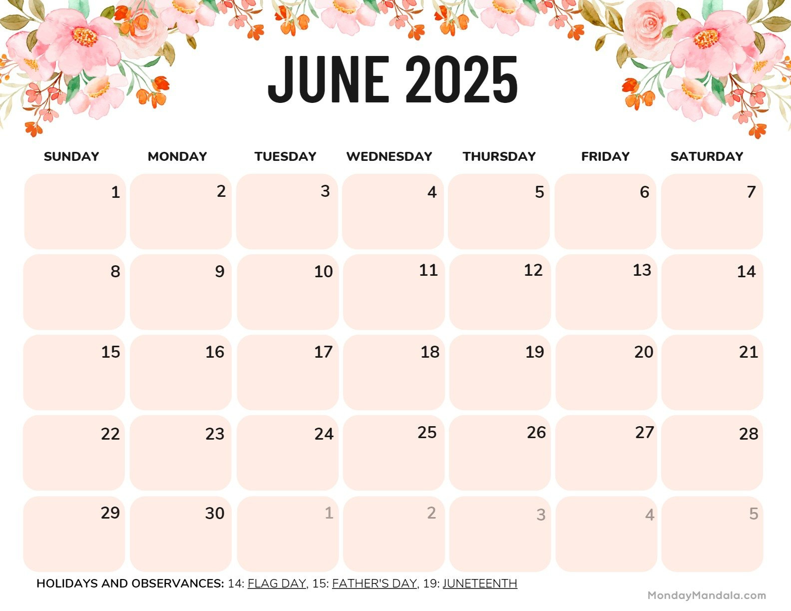 June 2025 Calendar (52 Free Pdf Printables) inside Show Me A Calendar For June 2025