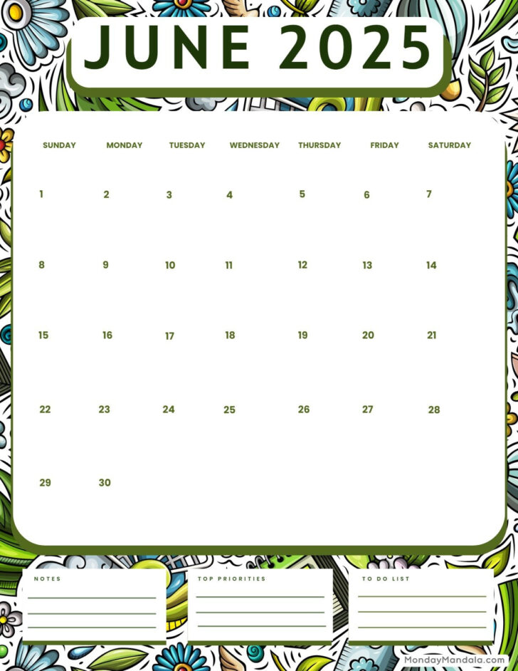 June 2025 Calendar Printable Portrait