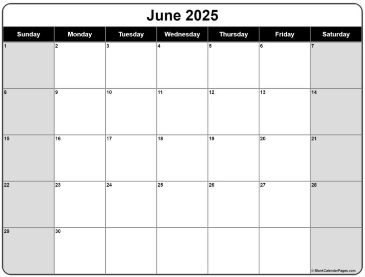 June 2025 Calendar Template