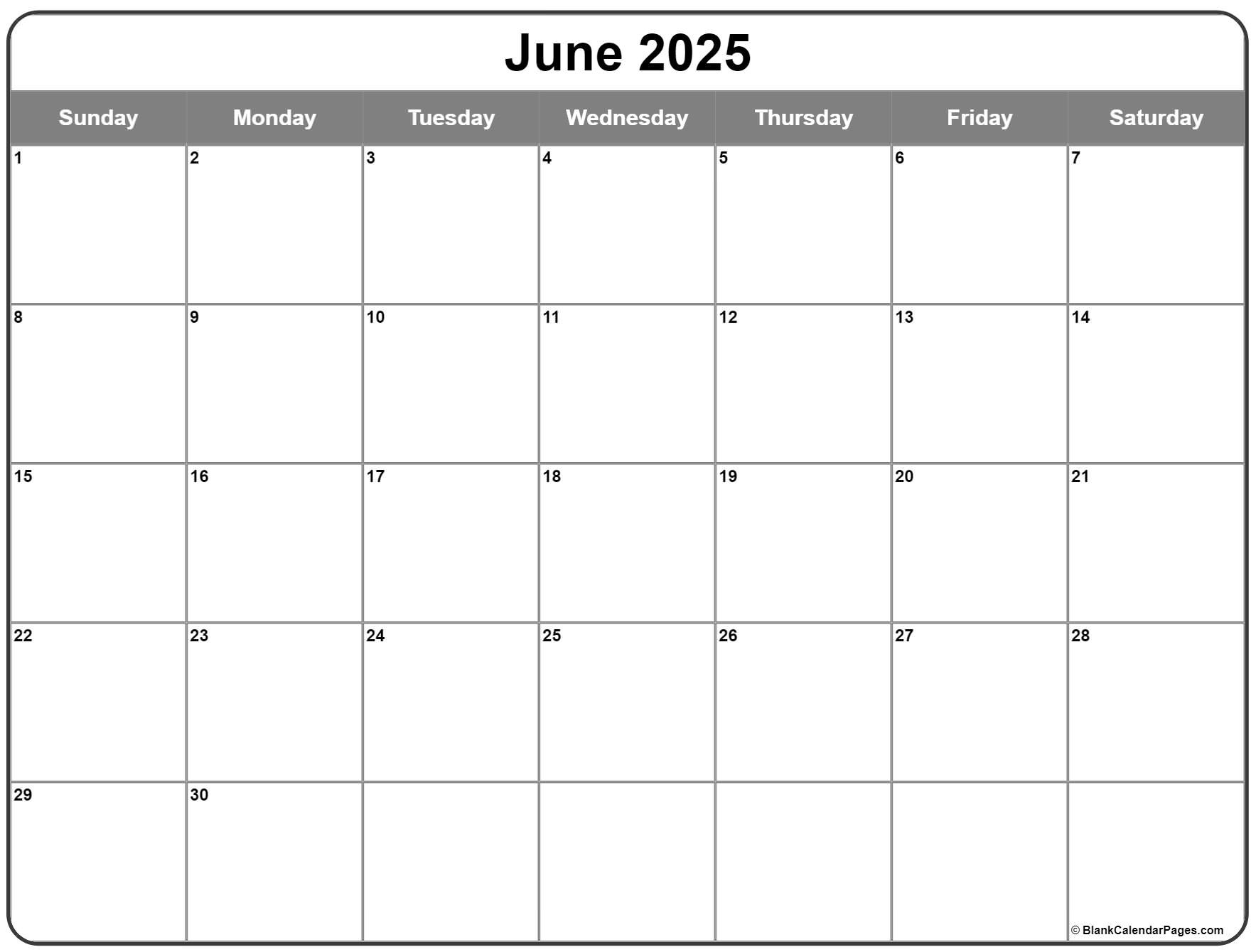 June 2025 Calendar | Free Printable Calendars pertaining to The Month Of June Calendar 2025