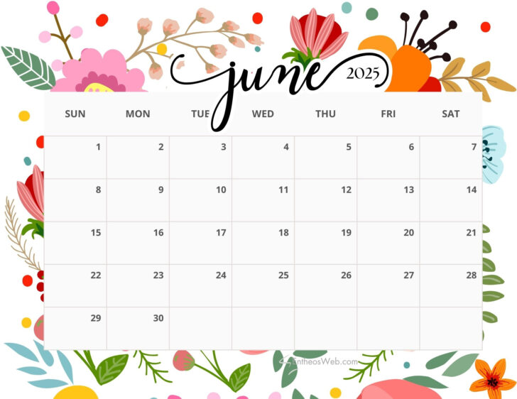June 2025 Calendar Template Free