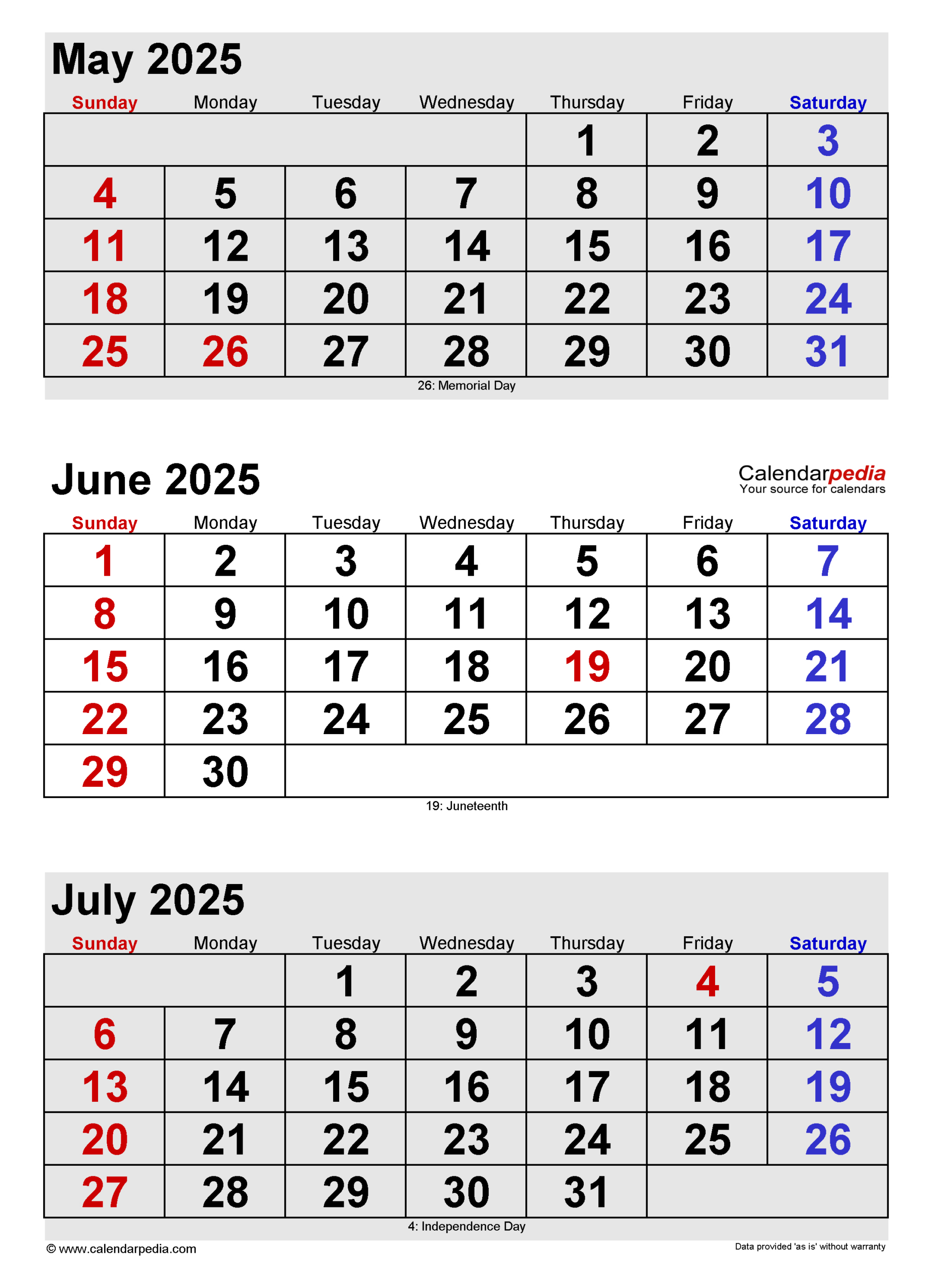 June 2025 Calendar | Templates For Pdf, Excel And Word with regard to Calendar May June July 2025
