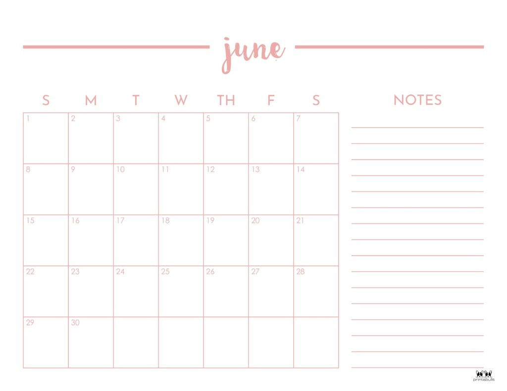 June 2025 Calendars - 107 Free Printables | Printabulls pertaining to June 2025 Calendar With Lines Printable