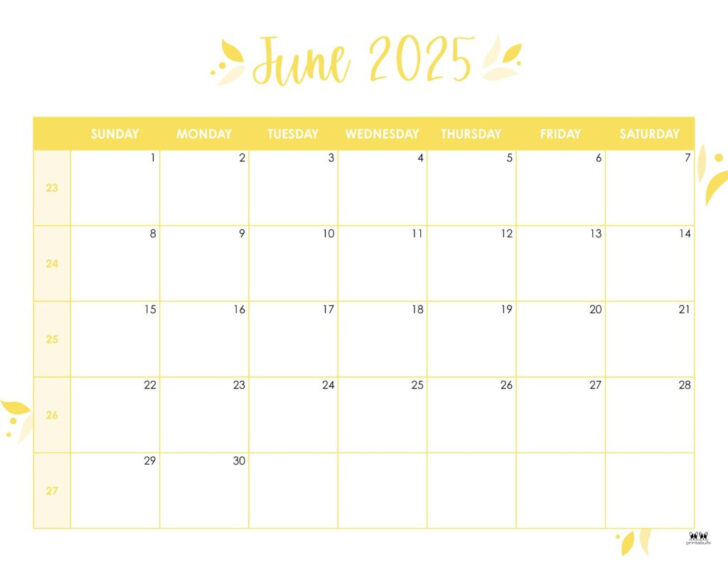June 2025 Weekly Calendar