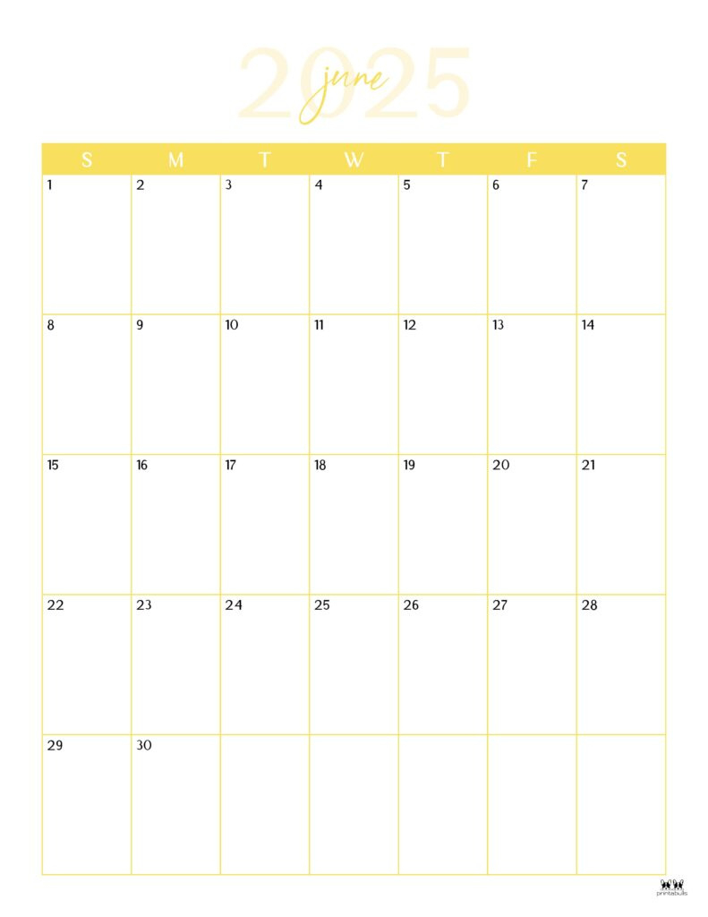 June 2025 Calendars - 107 Free Printables | Printabulls regarding Show Me A Calendar For The Month Of June