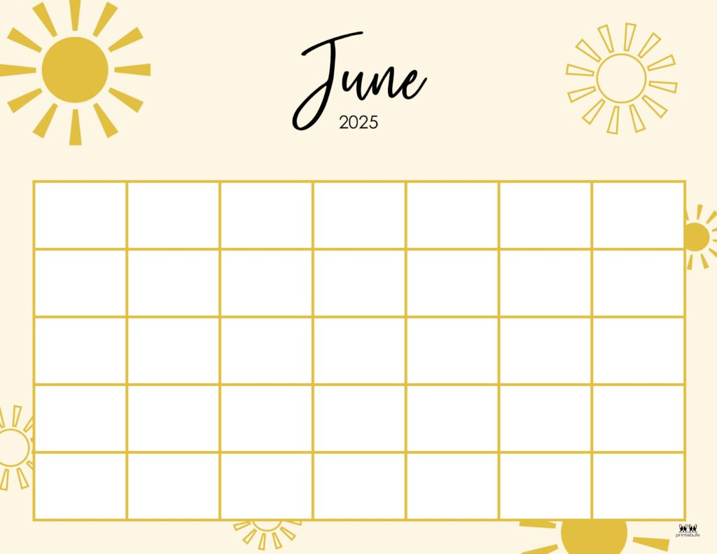 June 2025 Calendars - 107 Free Printables | Printabulls with regard to June Calendar 2025 With Lines