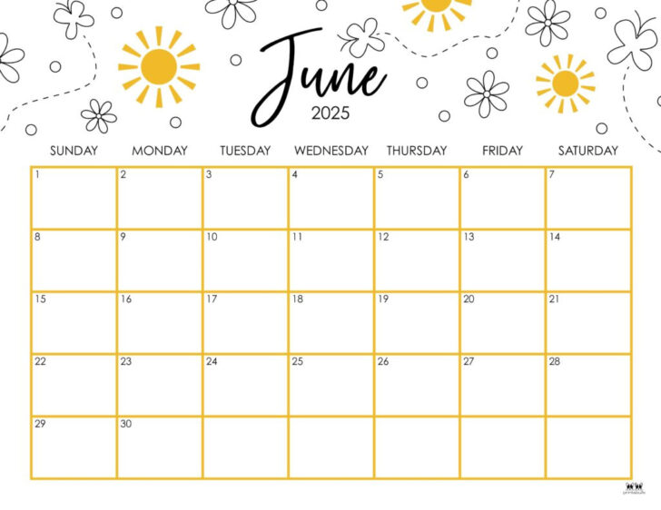 June 2025 Calendar with Lines