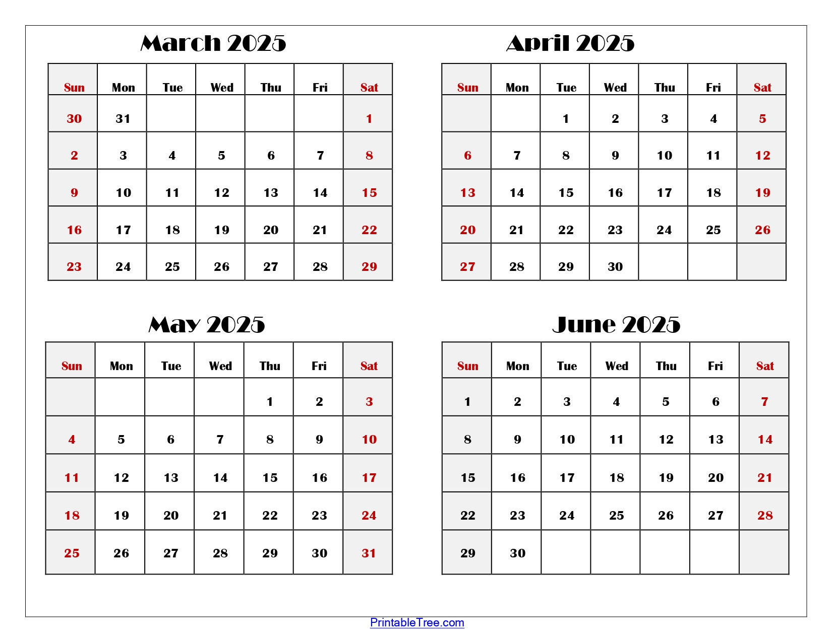 March To June 2025 Calendar Printable Pdf | Four Months Calendar intended for March April May June Calendar 2025
