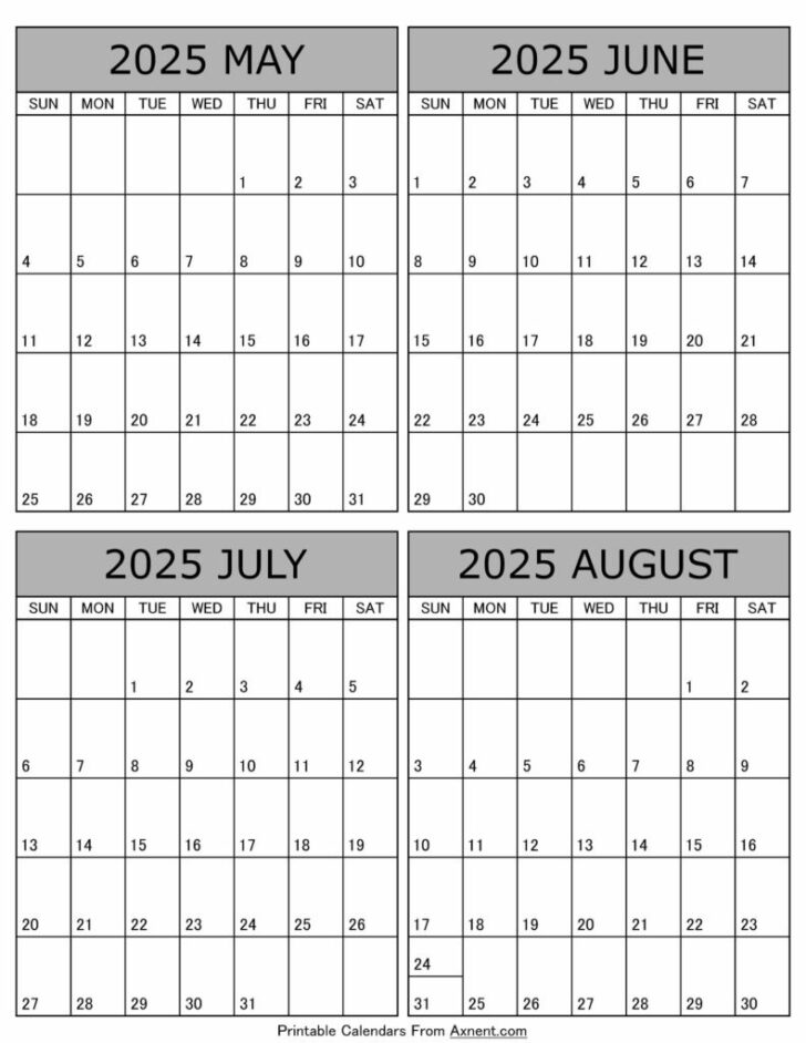 June August Calendar 2025