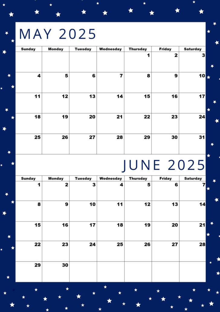 Calendar 2025 May and June