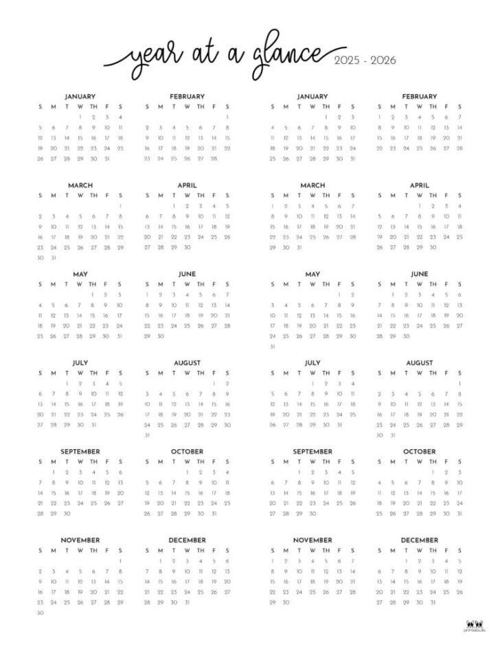 July 2025 to June 2026 Calendar Printable Free